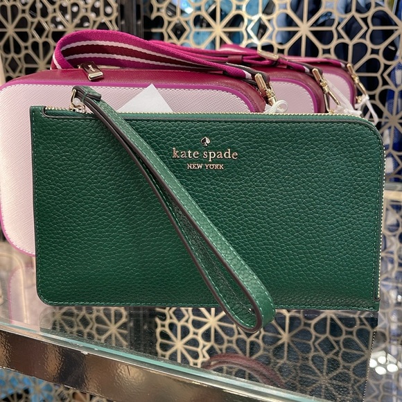 Kate Spade Medium Lucy L-Zip Wristlet Pebble Leather 
COLOR:
Arugula 
NWT - Picture 7 of 16